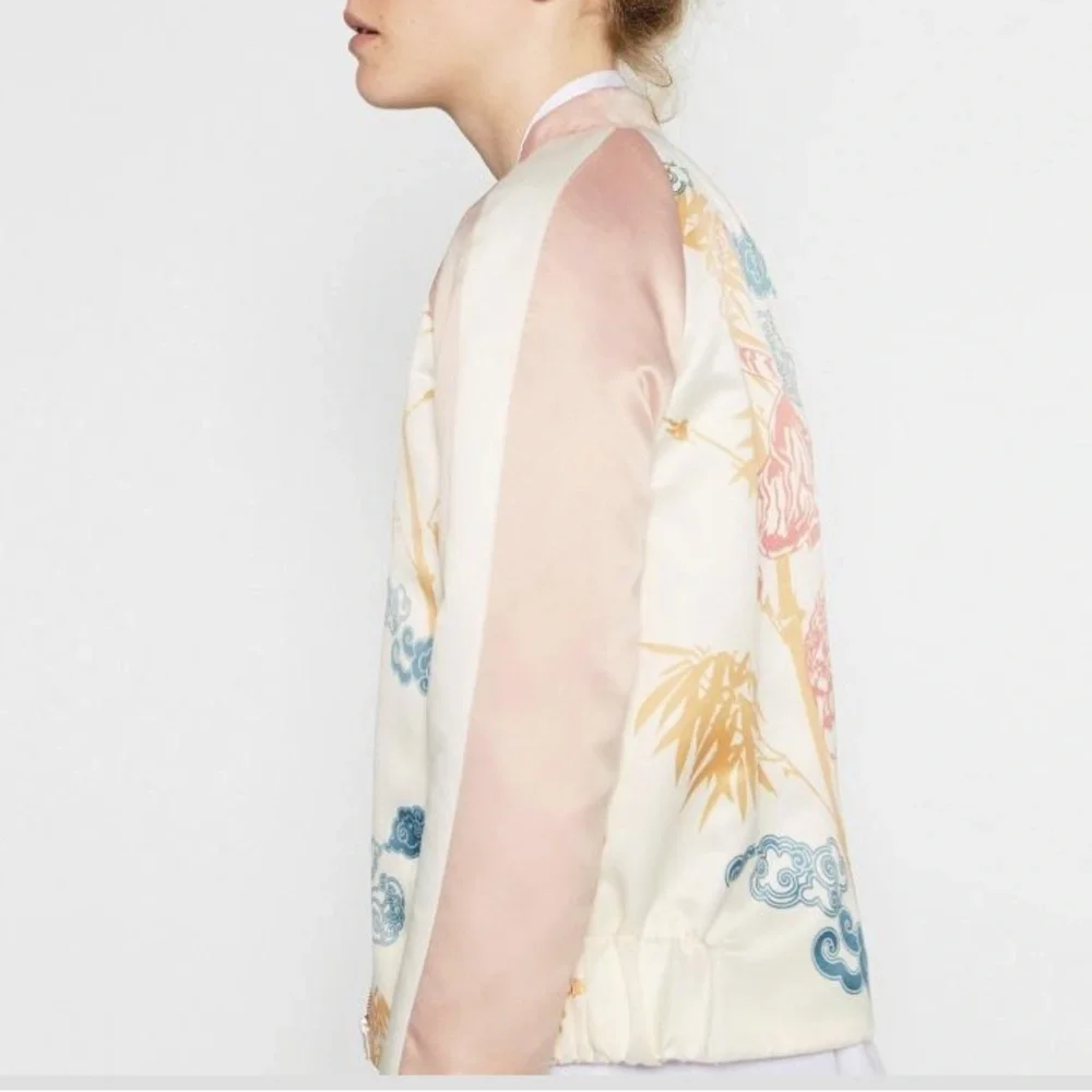 Zara Silk Printed Bomber Jacket - Picture 4 of 10
